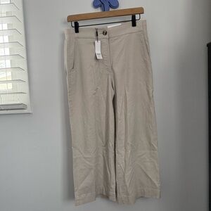 Chico’s US 2 NEW Wide Leg Crop Pants Taupe Tencel Minimal Coastal Neutral